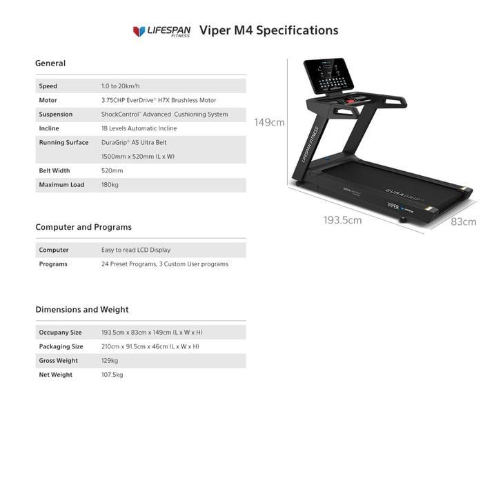 Lifespan Fitness Viper M4 Treadmill