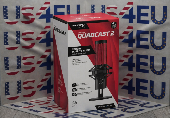 HyperX - QuadCast 2 Wired Multi-Pattern USB Electret Condenser Microphone - Black