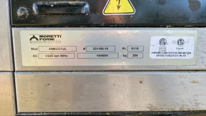 Commercial Pizza Oven Electric Stone Moretti Forni AMACC1UL 3 Deck Deck Bakery