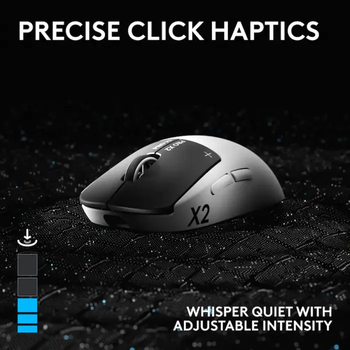 Logitech - PRO X2 SUPERSTRIKE LIGHTSPEED Lightweight Wireless Gaming Mouse with Customizable Click Haptics for PC/Mac/Laptop - Wireless - White