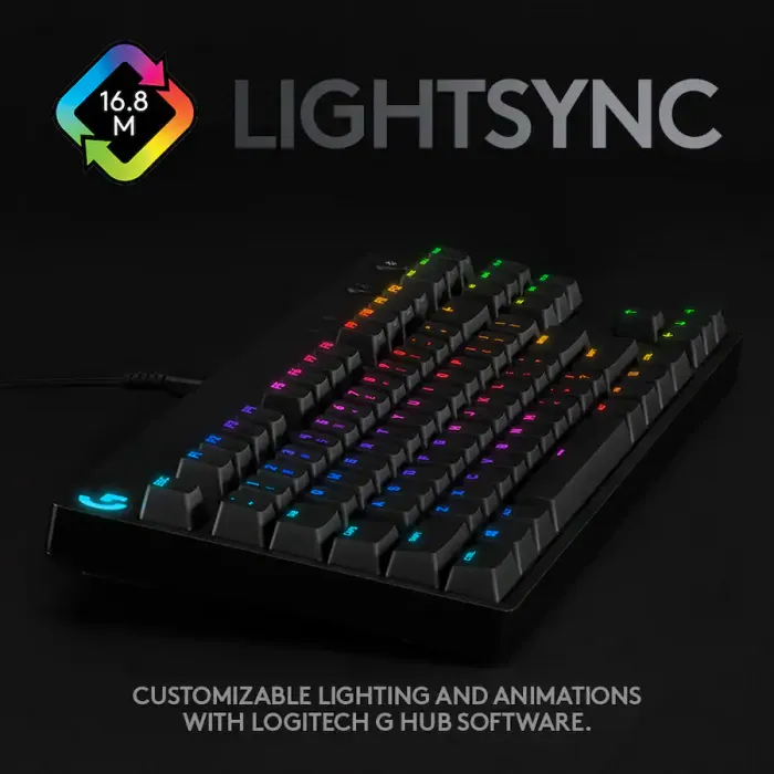 Logitech - G PRO TKL Wired Mechanical GX Blue Clicky Switch Gaming Keyboard with RGB Backlighting for PC - Black