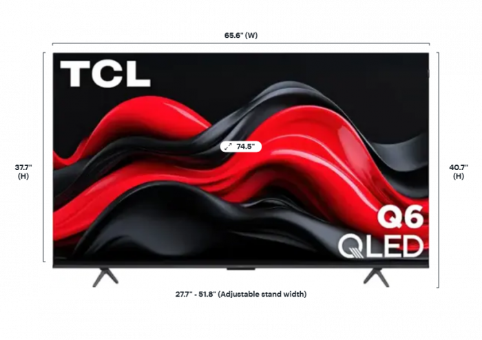 TCL - 75" Class Q6-Series 4K UHD HDR QLED Smart Google TV (2024)