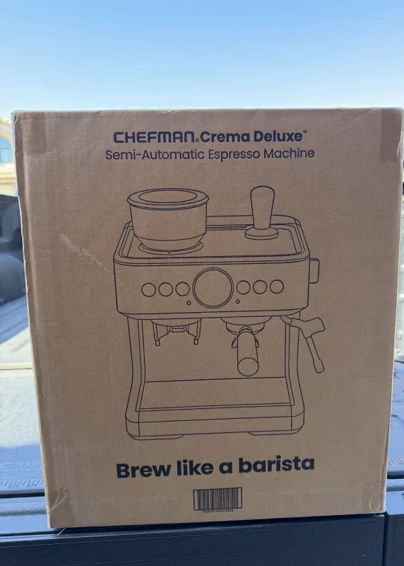 Chefman Crema Deluxe Espresso Machine with Double Boiler, Milk Frother And Brew