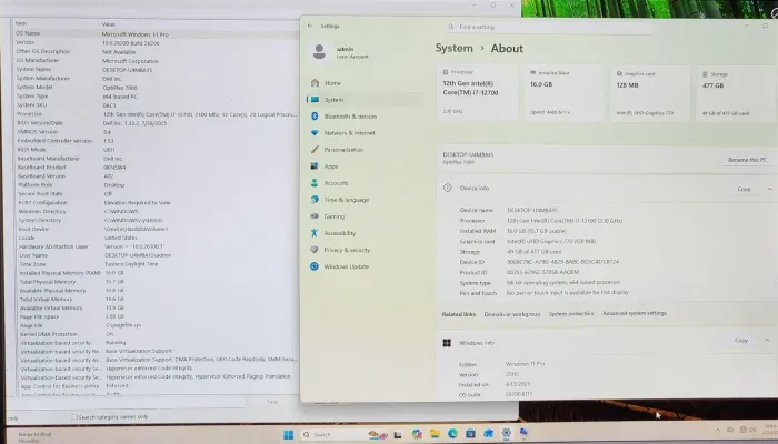 Dell Optiplex 7000 Intel Core i7-12700 16GB RAM 512GB NVMe Win11 Desktop~NO WIFI