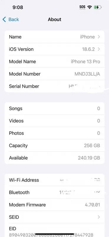 Apple iPhone 13 Pro 256GB - Unlocked, Green, 83% battery health (A2483)