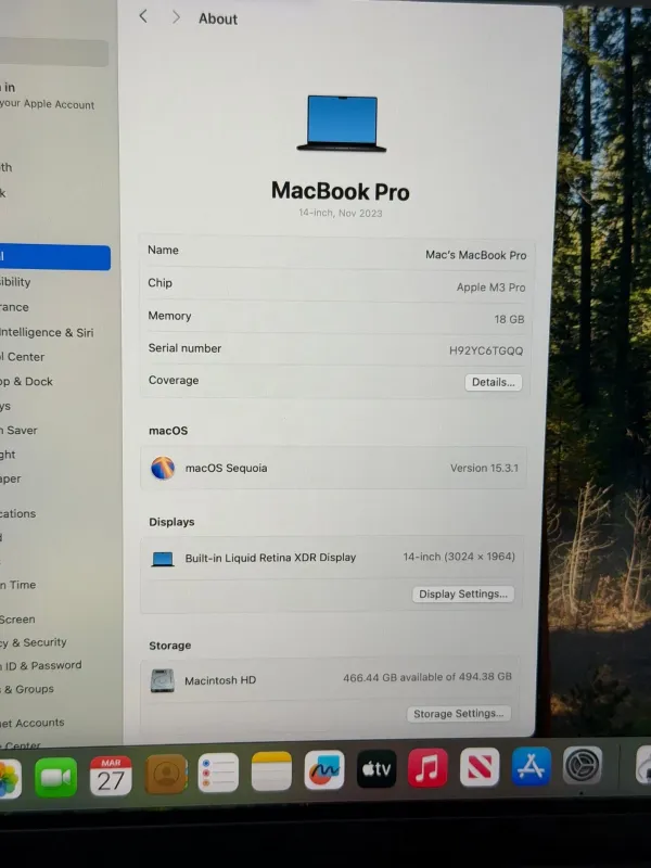 Apple MacBook Pro 14" (M3 Pro, 18GB RAM, 512GB SSD) Space Black Mint Cond - 100%