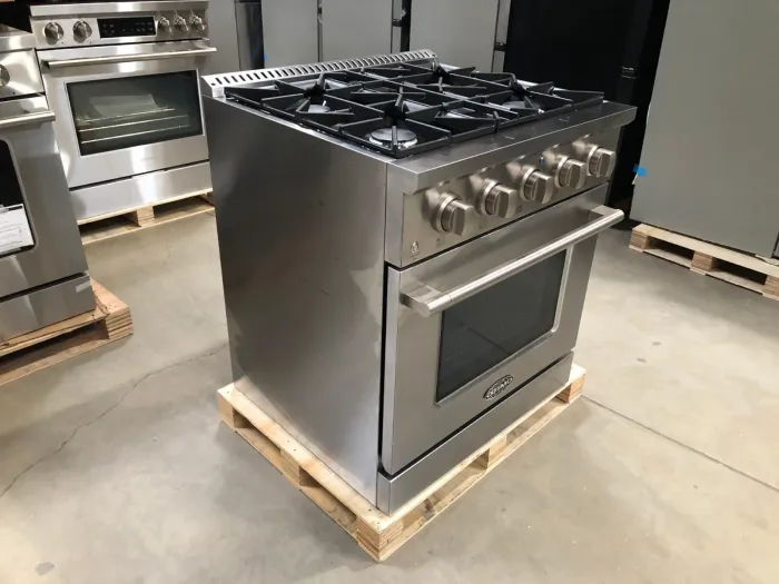 COSMO 30 in. Gas Range, 4 Burners, Stainless Steel (OPEN BOX, COSMETIC IMPERFECTIONS)
