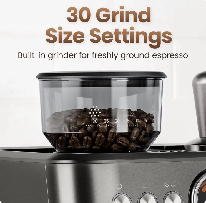 Chefman Crema Deluxe Espresso Machine with Double Boiler, Milk Frother And Brew