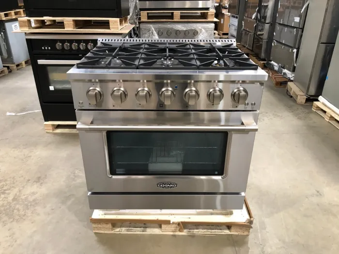 COSMO 36 in. Gas Range, 5 Burners, Stainless Steel (OPEN BOX, COSMETIC IMPERFECTIONS)