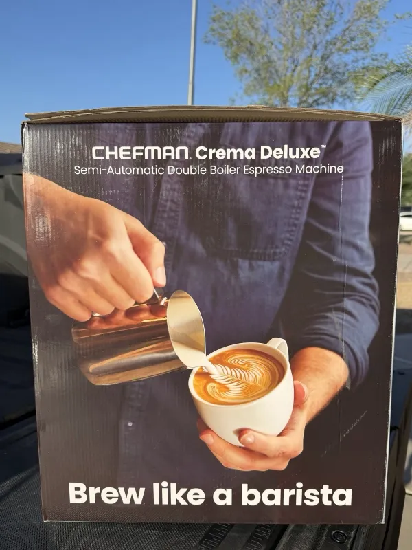Chefman Crema Deluxe Espresso Machine with Double Boiler, Milk Frother And Brew